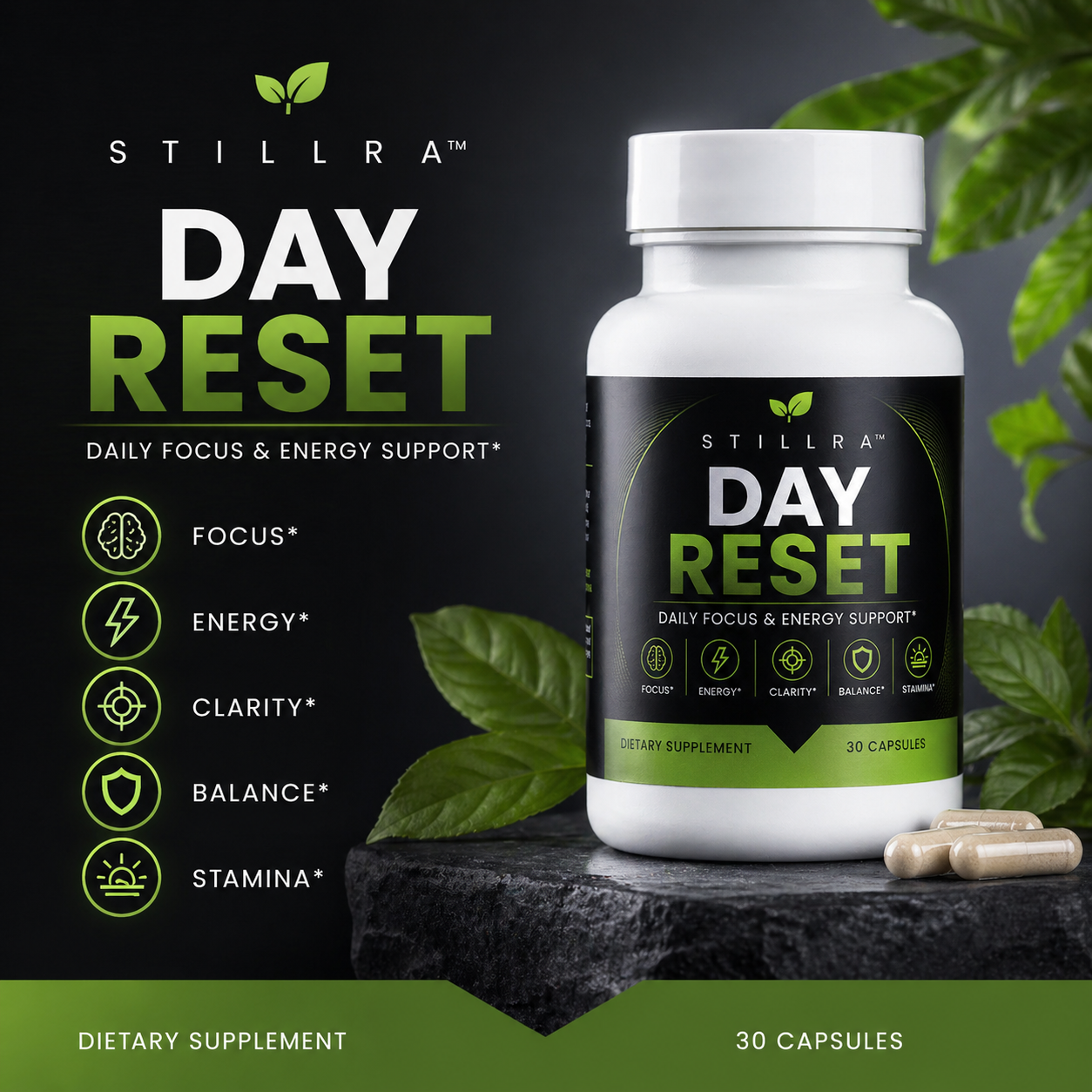 STILLRA Day Reset supplement bottle