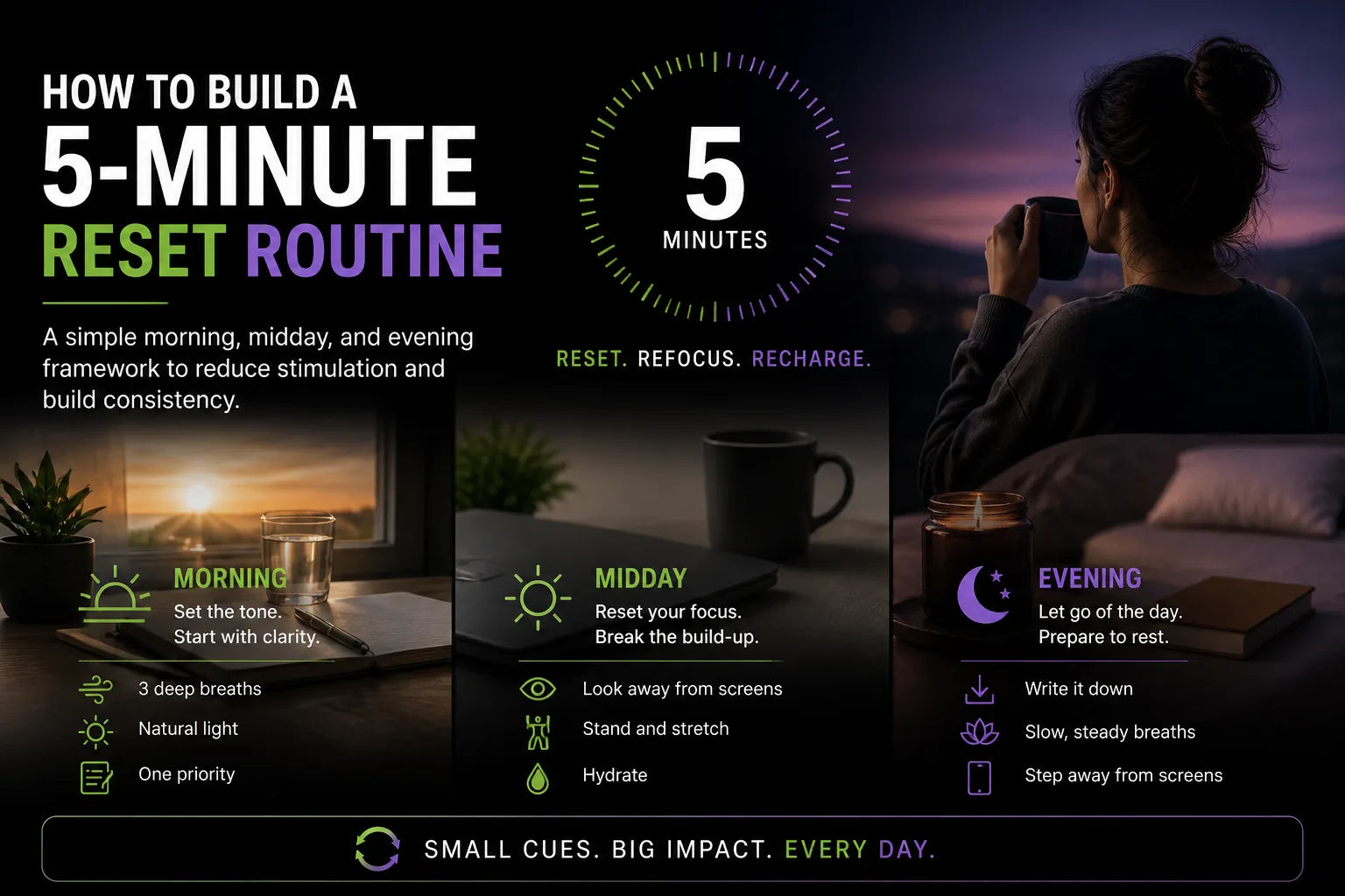 Morning reset routine for calm focus and daily rhythm