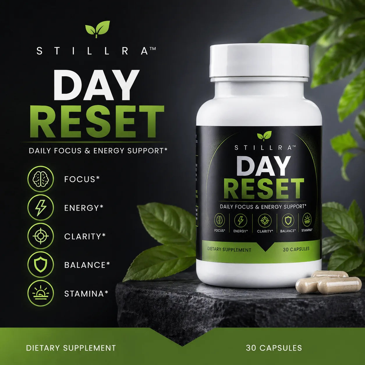 STILLRA Day Reset supplement bottle